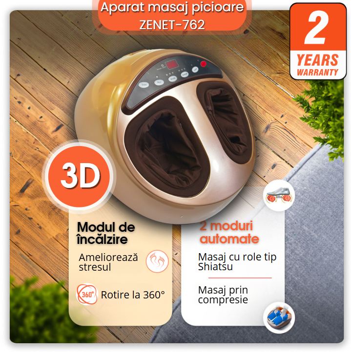 Masajer 3D Shiatsu pentru picioare ZENET 762 cu funcție de încălzire